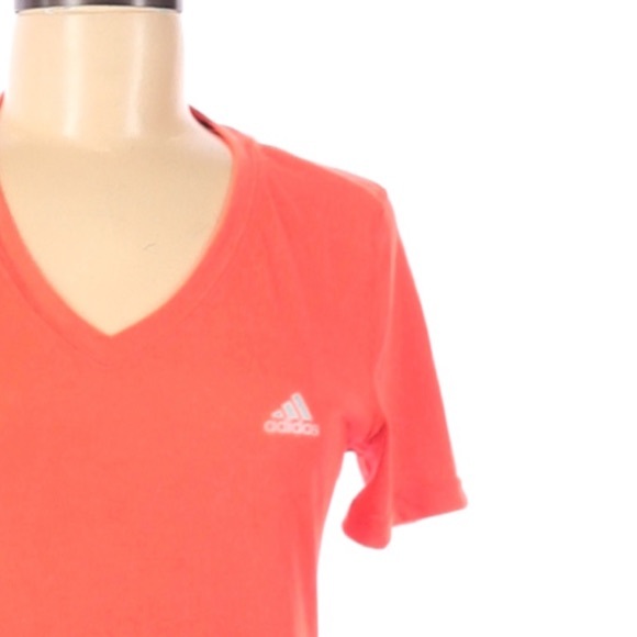 Adidas Active V-Neck T-Shirt in Tangerine, Pink/Orange - Picture 3 of 4